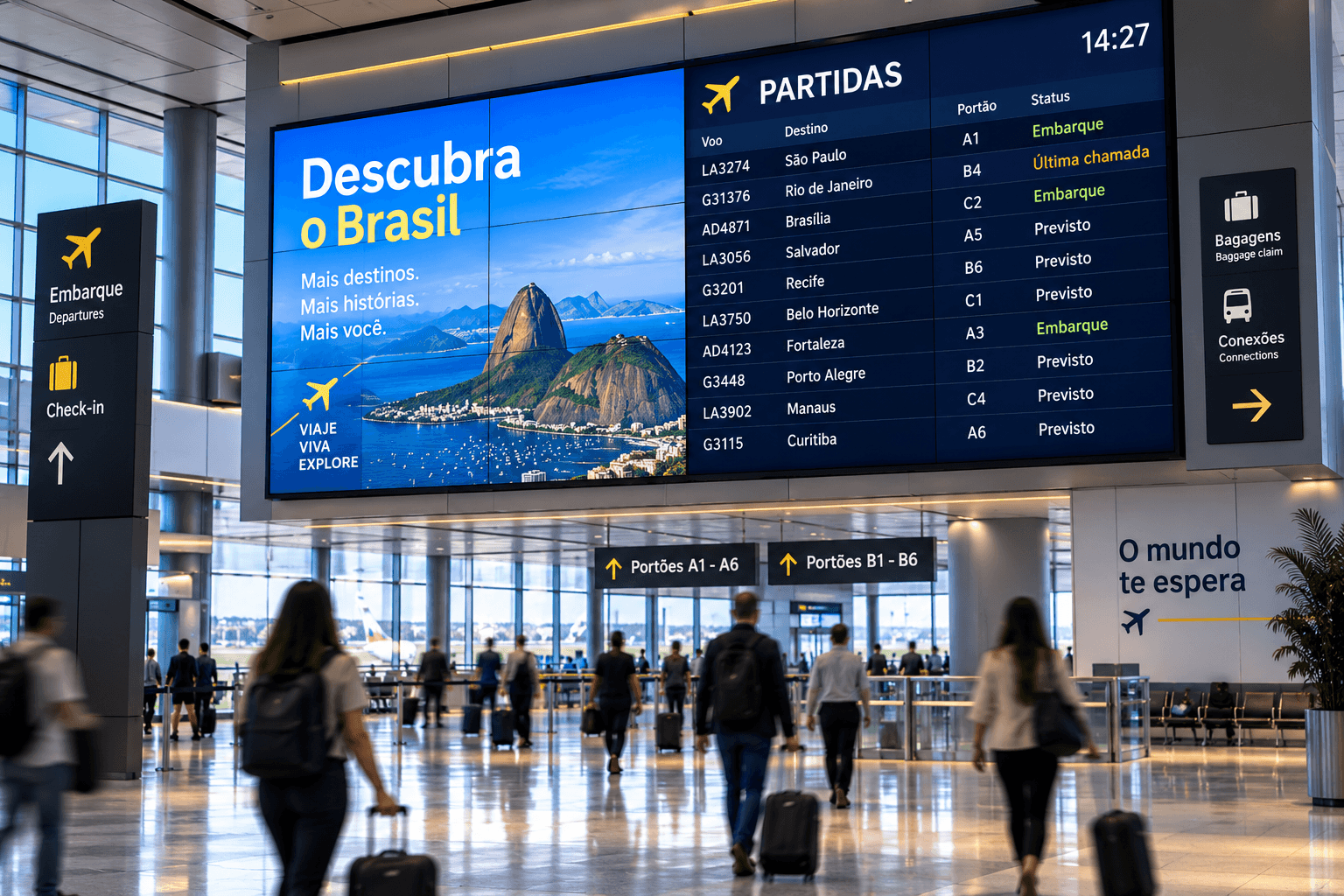 Displays de sinalização digital em ambiente público